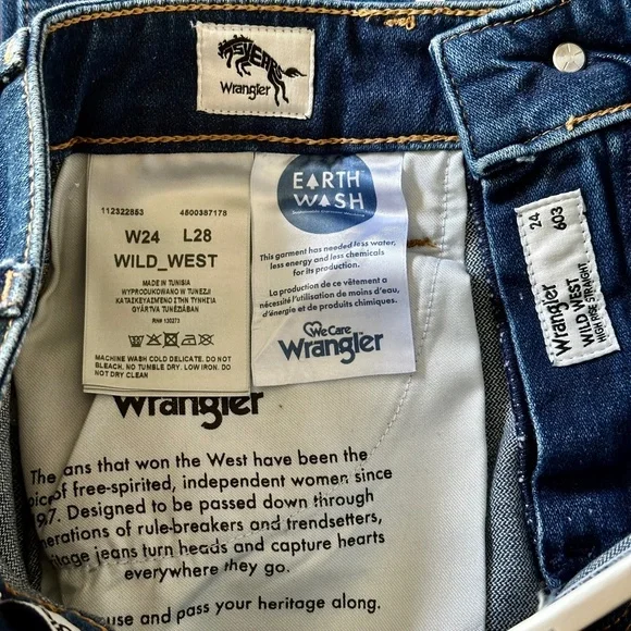 Wrangler Wild West 603 High Rise Straight Jeans 24 X 28 - Picture 13 of 16